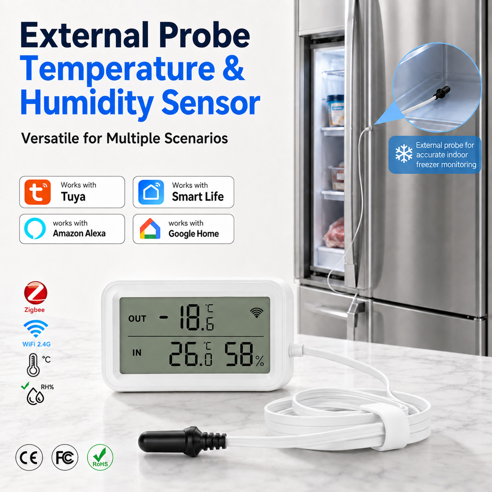 외부 방수 프로브 온도 습도 센서 Tuya WiFi Z - Temperature Humidity Sensor 리뷰 및 가격