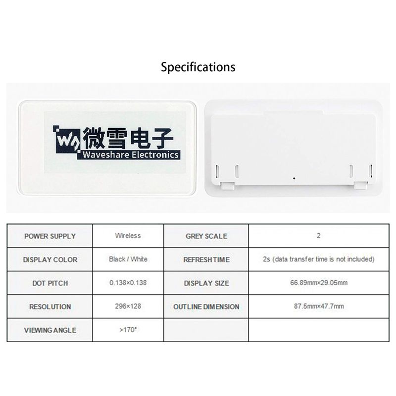 Waveshare 2.9인치 무선 전원 공급식 Epap - Display Epaper 2.9 리뷰 및 가격